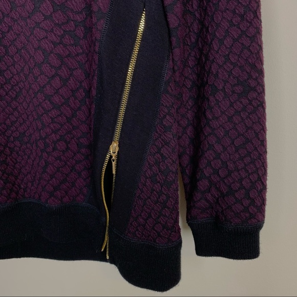 Rebecca Taylor Knit Pullover Sweater with Zipper Details - Wine - Picture 9 of 16